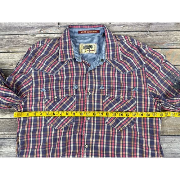 Z Brand Western Pearl Snap Short Mens Size XL Plaid Embroidered - Picture 15 of 16